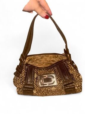 Vintage Y2K House of Deréon Beyoncé Monogram Canvas Shoulder Bag Brown